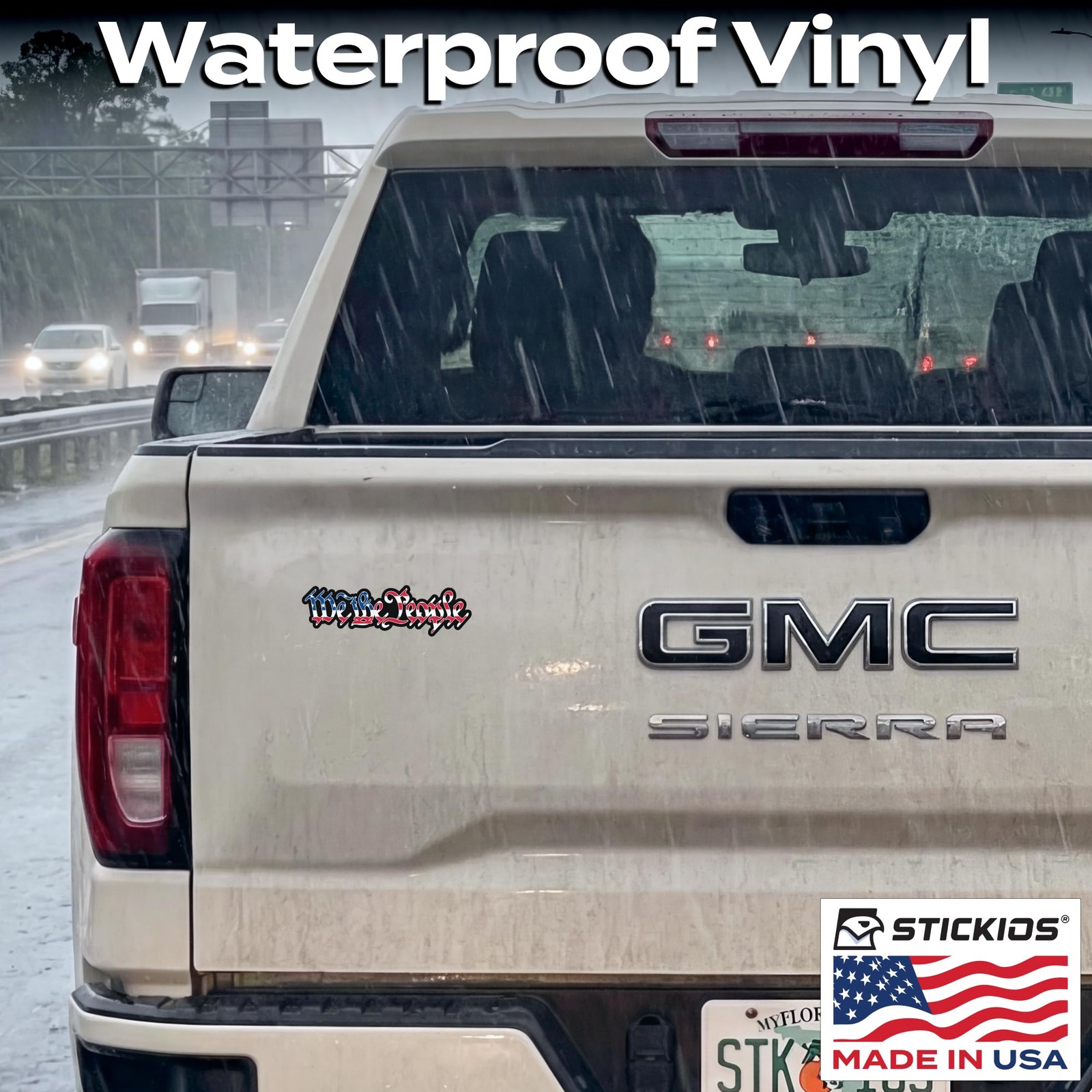 American Flag Car Stickers 2Pack Decals for Windows Made in USA