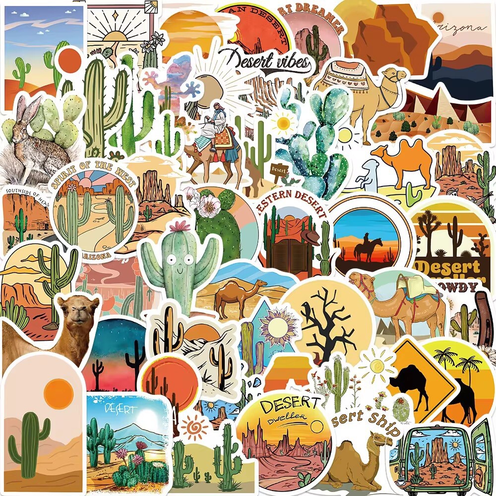 50 Pack Desert Stickers Cactus Camel Decals Laptop Hydro Yeti Car Free Shipping!