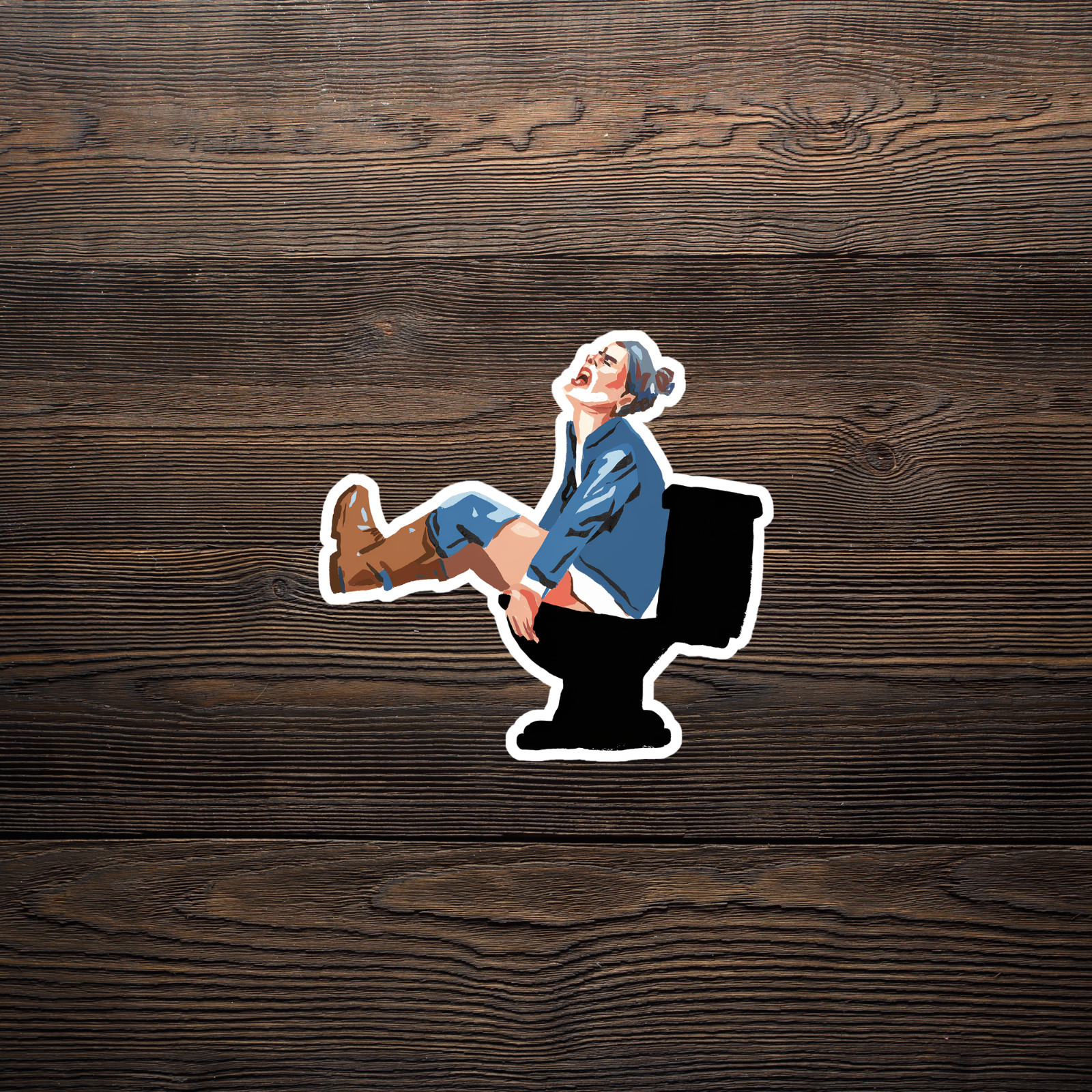 Funny Constipated Man on Toilet Sticker – Humorous Bathroom Decor #768