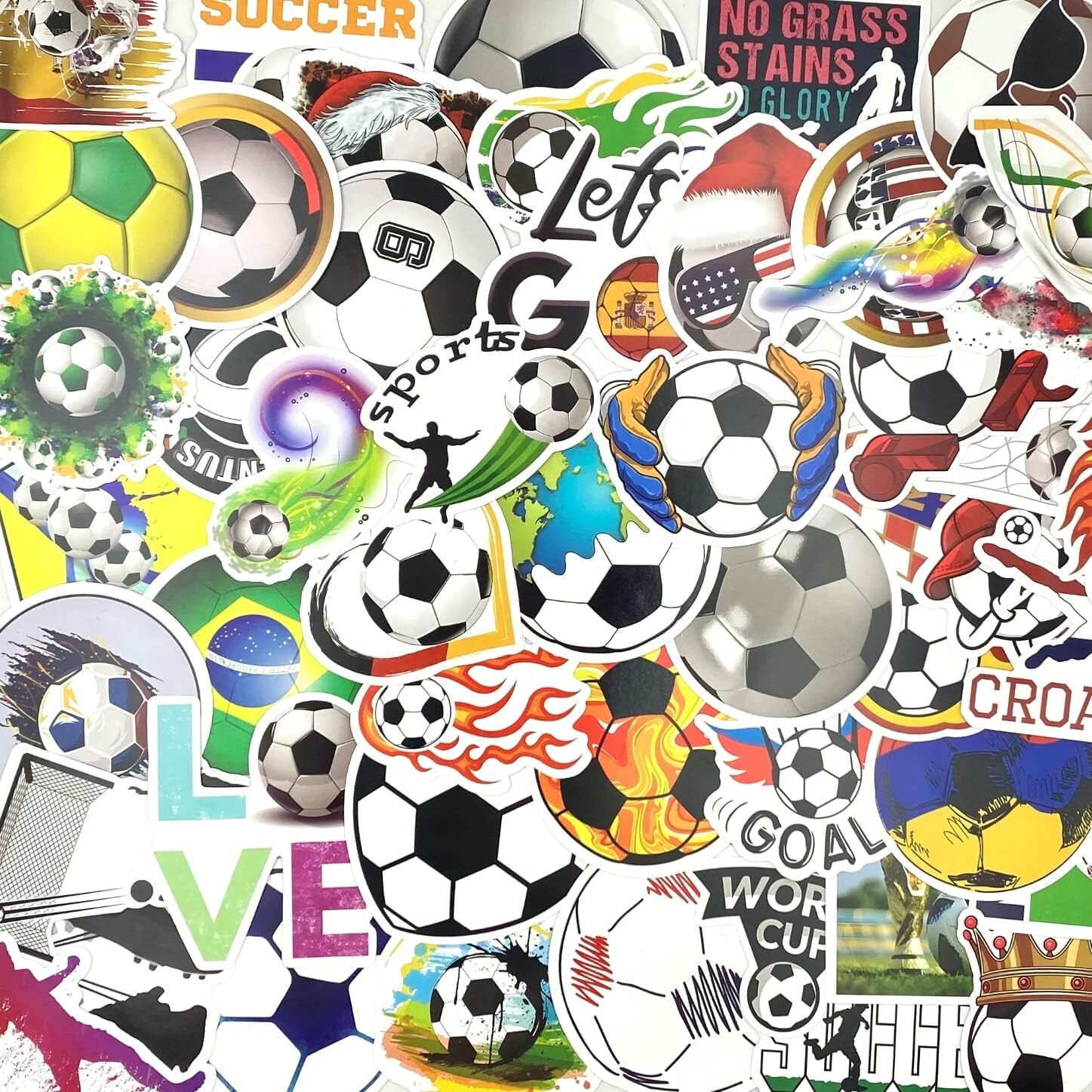100 Pieces Soccer Stickers, Vinyl Waterproof Stickers Pack, Soccer Gifts, Party