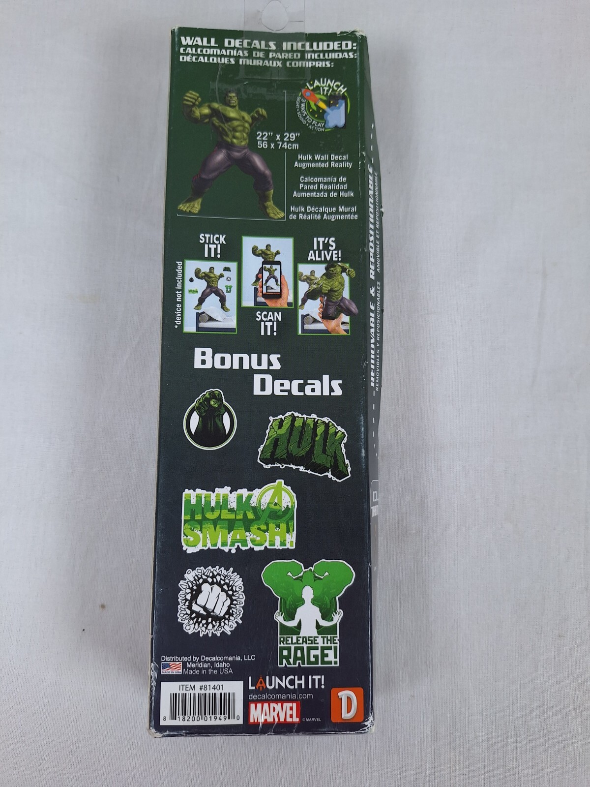Marvel Incredible Hulk Wall Decal with 3D Augmented Reality Interaction