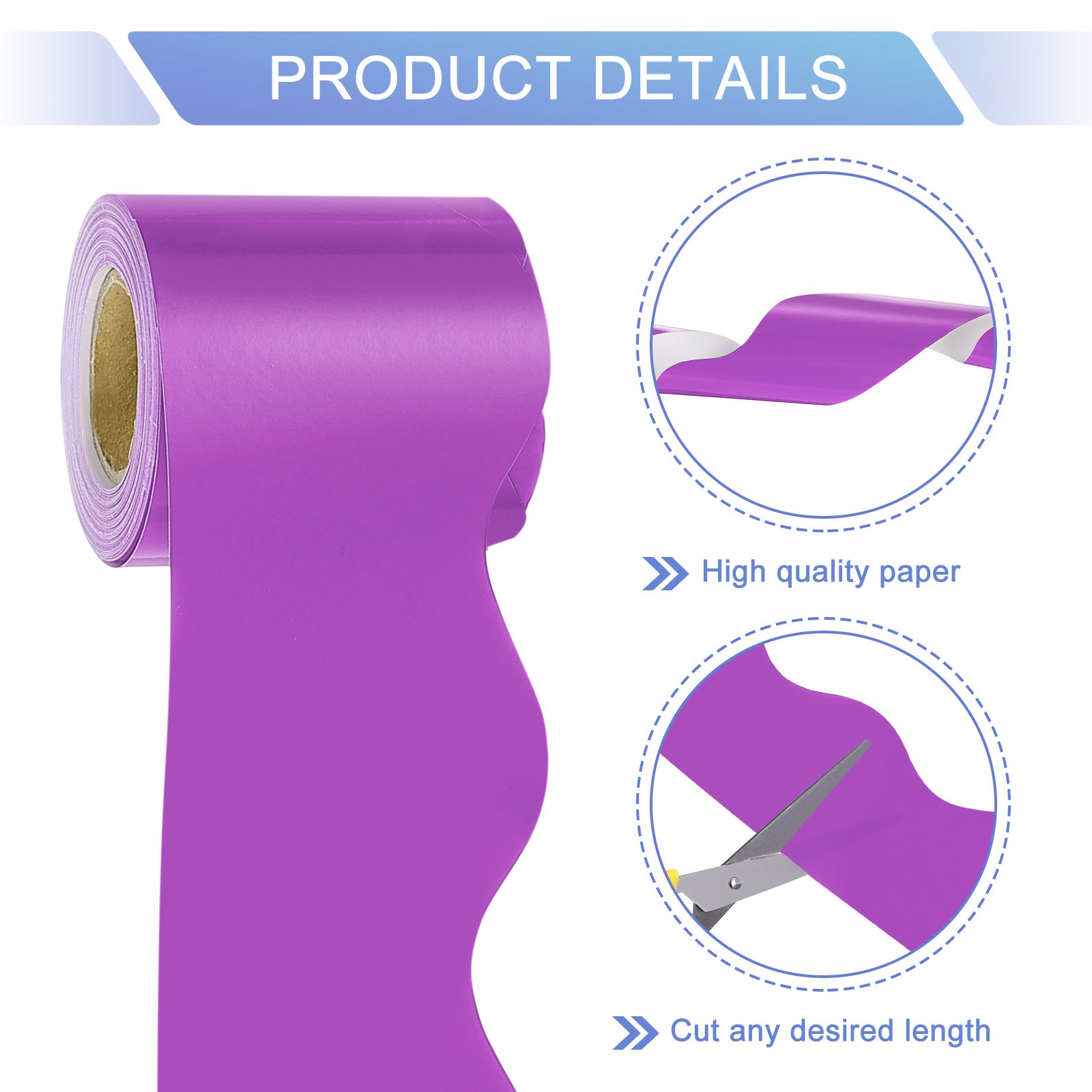 Bulletin Board Border, 32.8Ft x 2.24Inch Classroom Border Trim, Light Purple