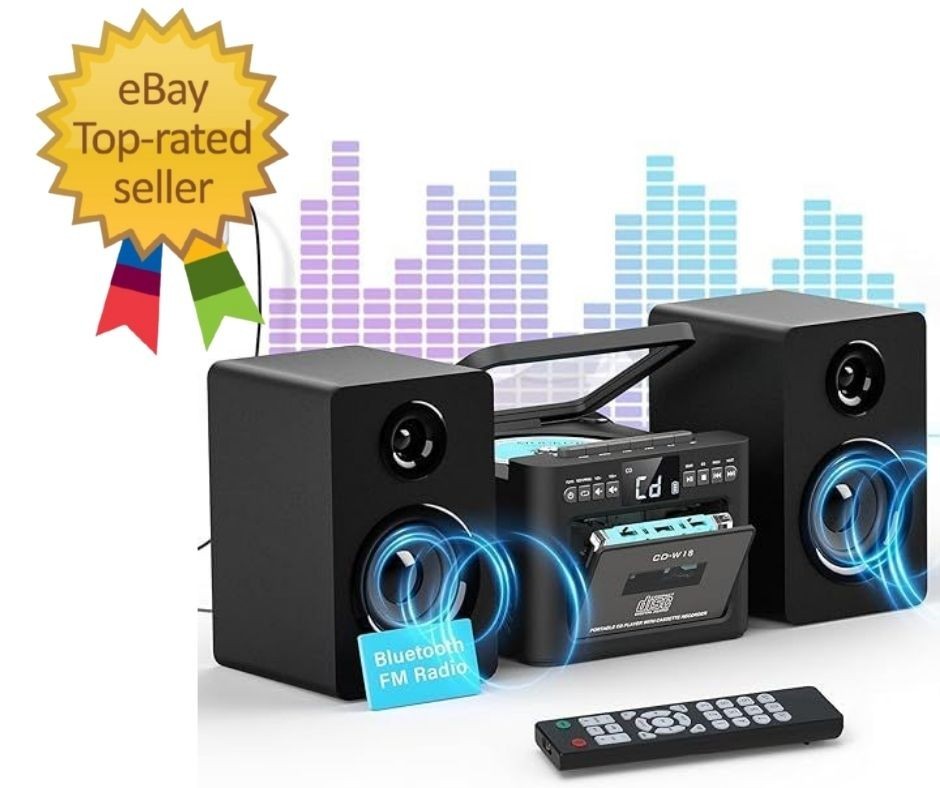Stereo System for Home with Boombox CD and Cassette Player Combo, 40W Home Stere