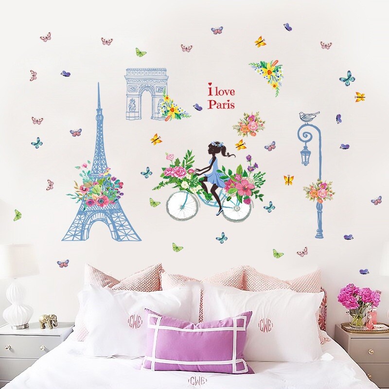 New Removable Wall Decal Paris eiffel tower Girl Sticker Home Room DIY Decor