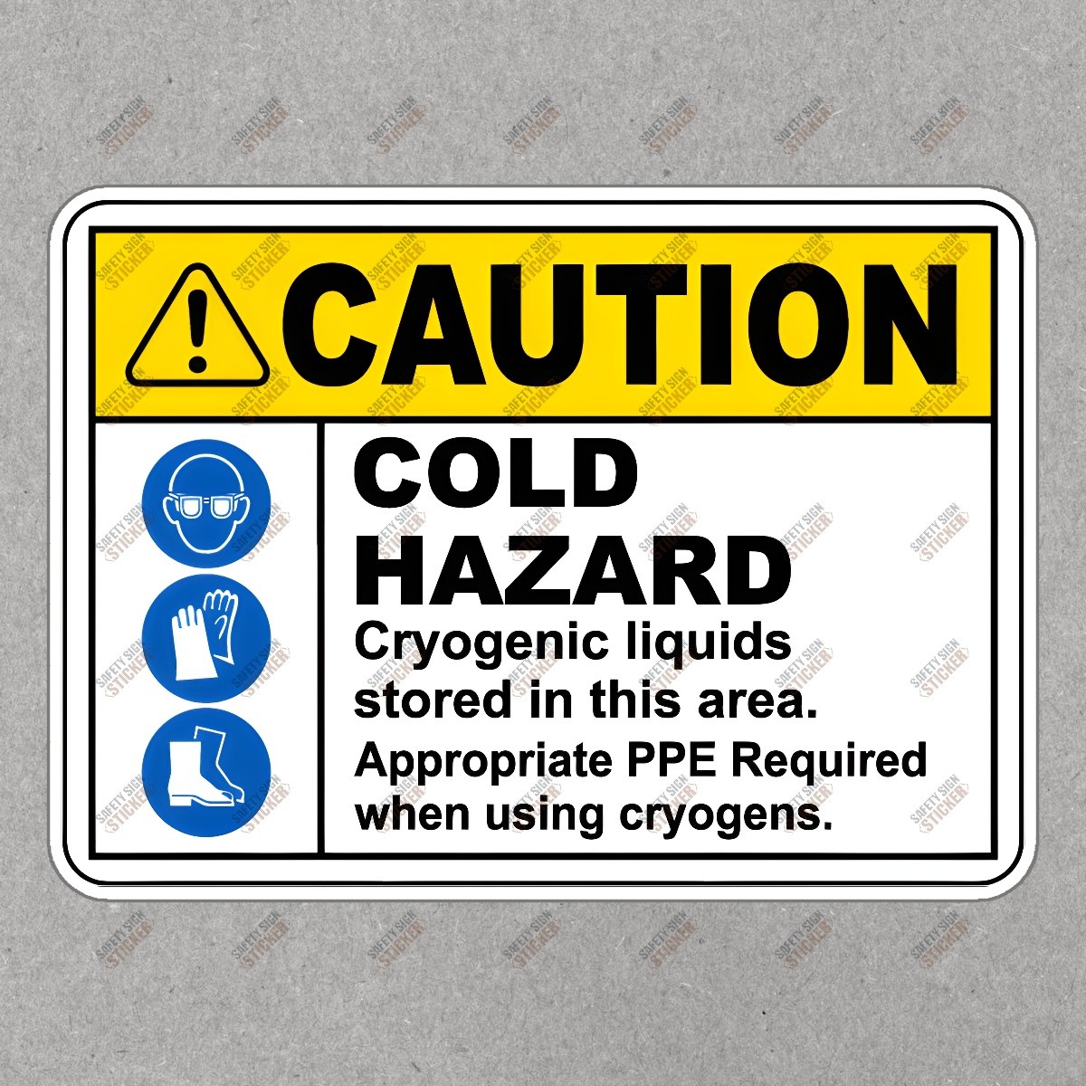 Caution Cold Hazard Sign Sticker Cryogenic Liquid Safety Notice PPE #201601