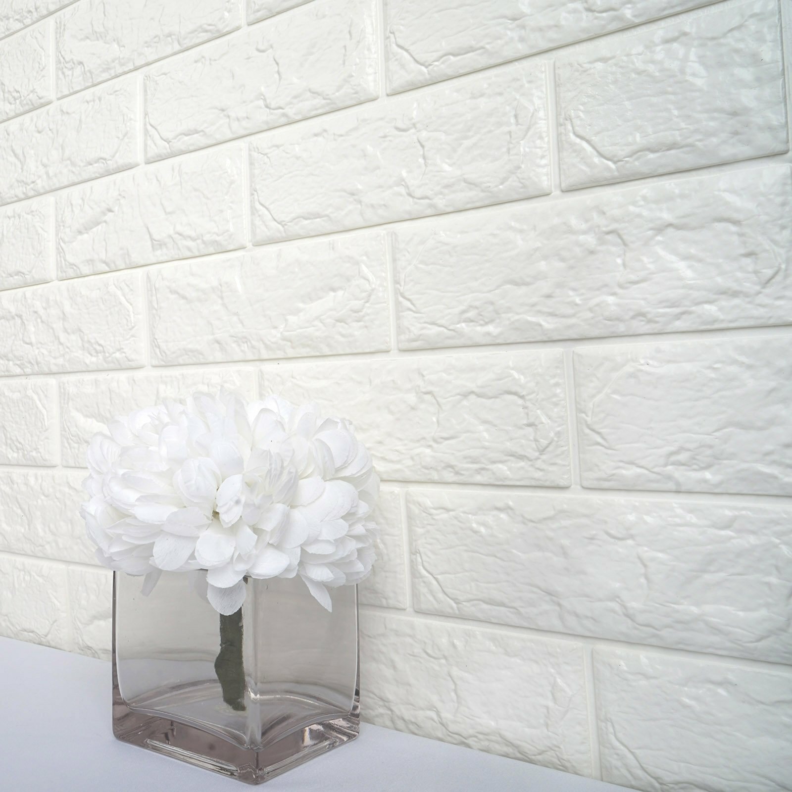 WALL PANELS 58 sq ft White Faux Brick Texture Waterproof Backdrop Decorations