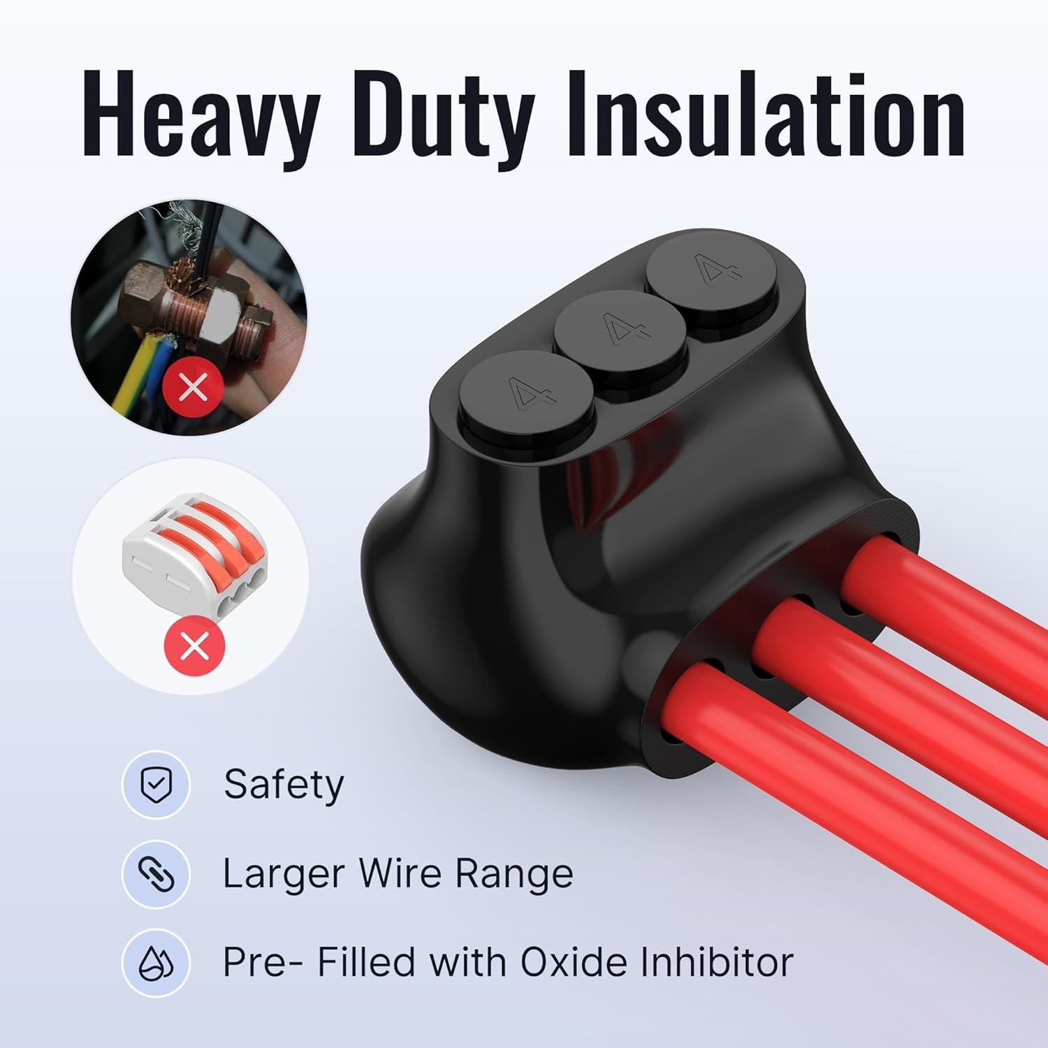 3 Port Insulated Multi Tap Connector 4-14 AWG Aluminum to Copper Wire Connectors