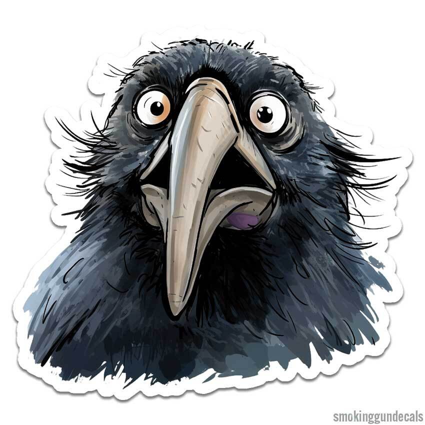 Shocked Confused Crow, Vinyl Decal Sticker, Indoor Outdoor, 3 Sizes, #12223