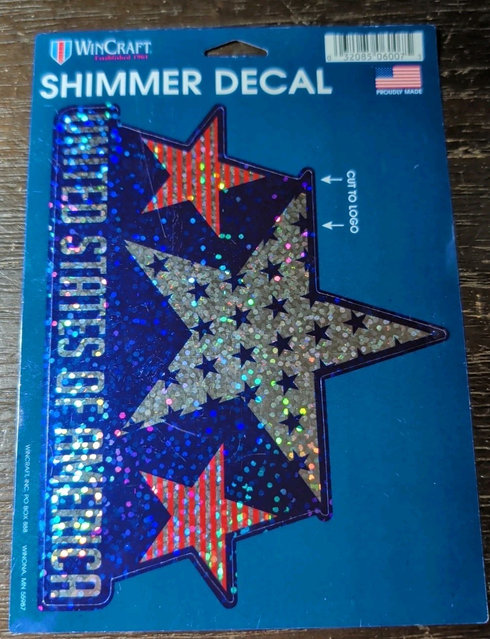 Wincraft 6" Shimmer Decal United States Of America 3 Stars NEW