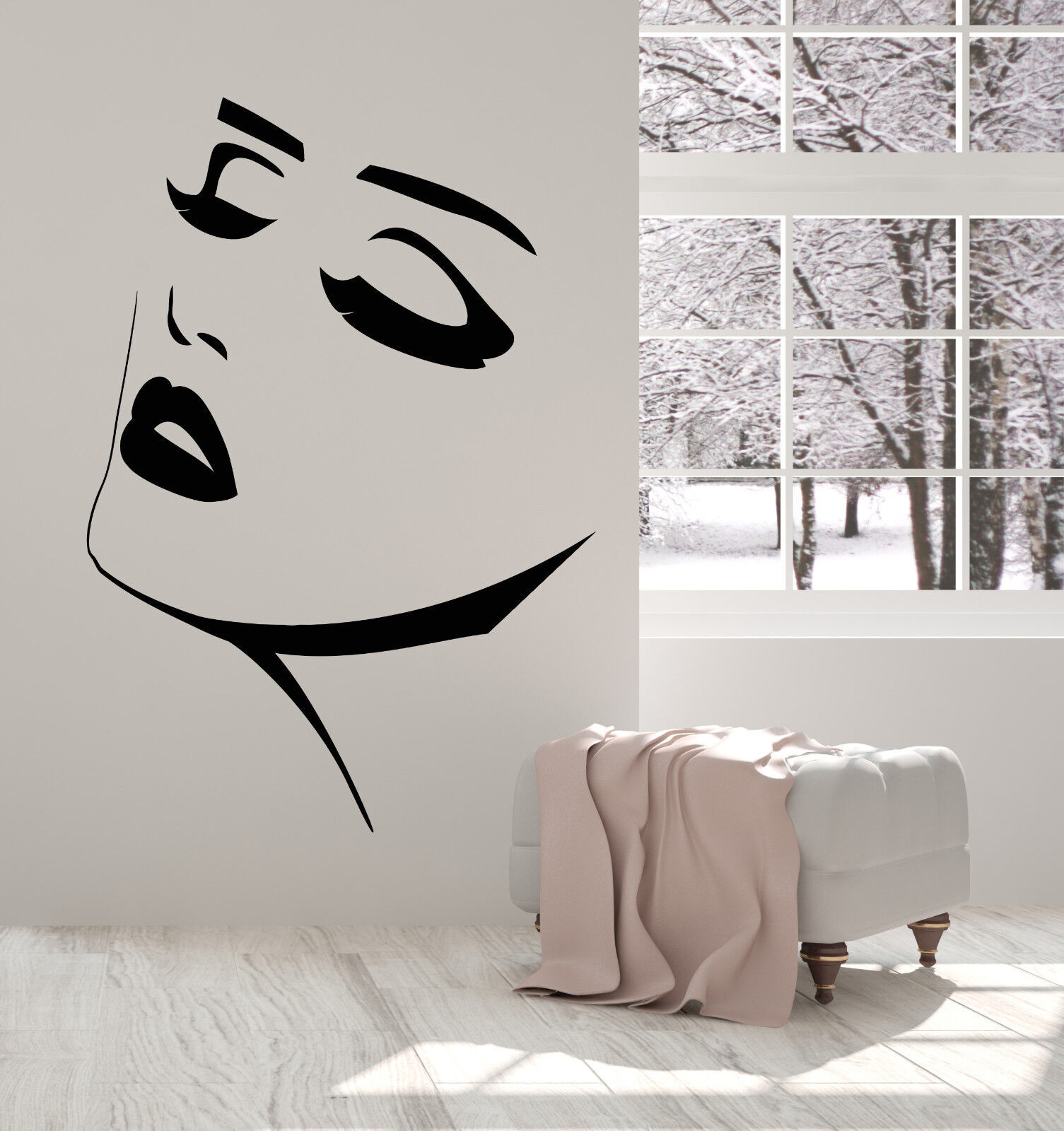 Vinyl Wall Decal Beautiful Face Girl Sexy Woman Lips Stickers (1626ig)