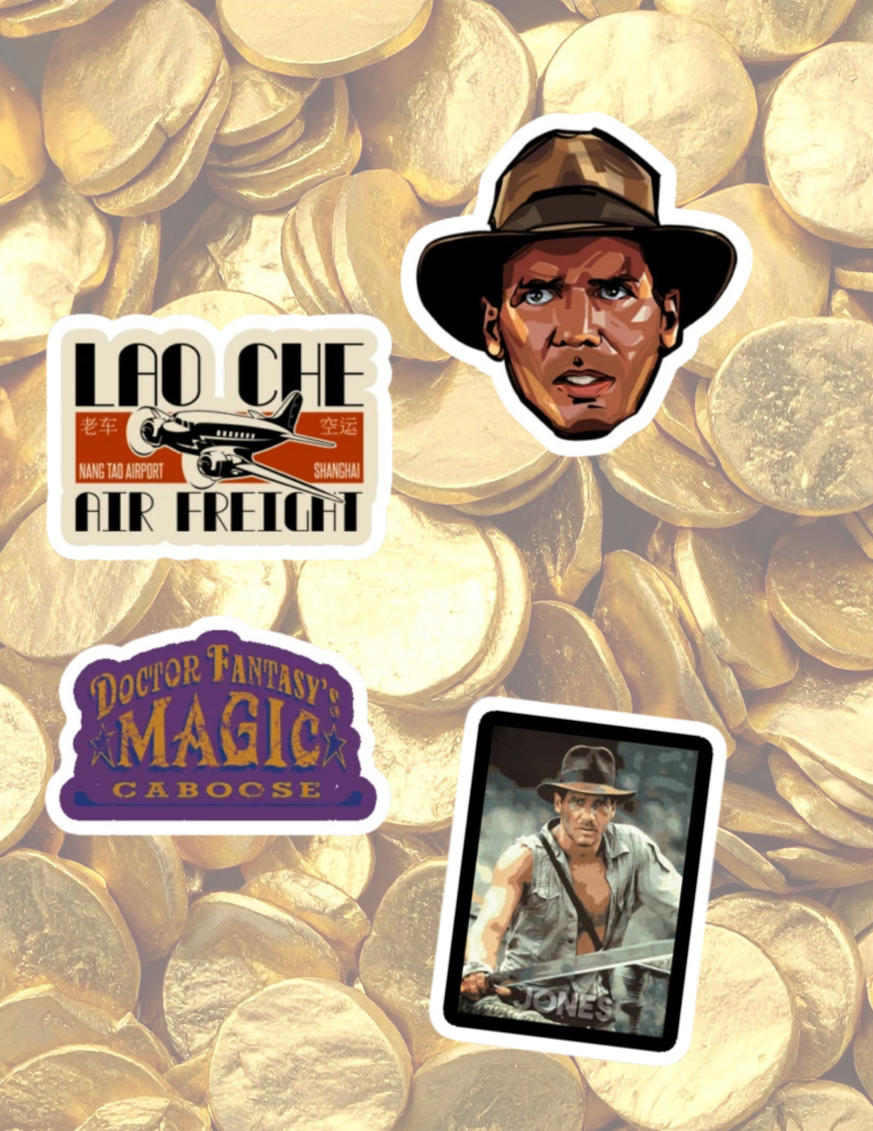 Indiana Jones #2 80's Movie 4pc Sticker Pack