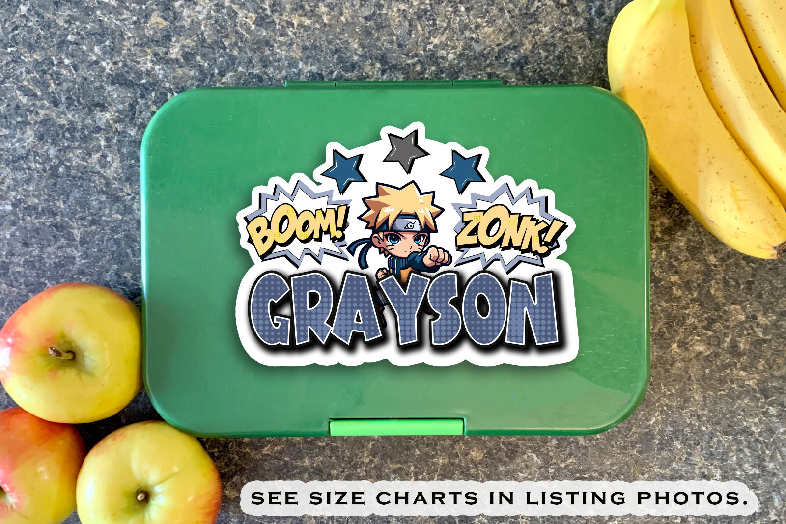Custom Vinyl Name Sticker Anime Inspired Ninja Design Personalized Decal