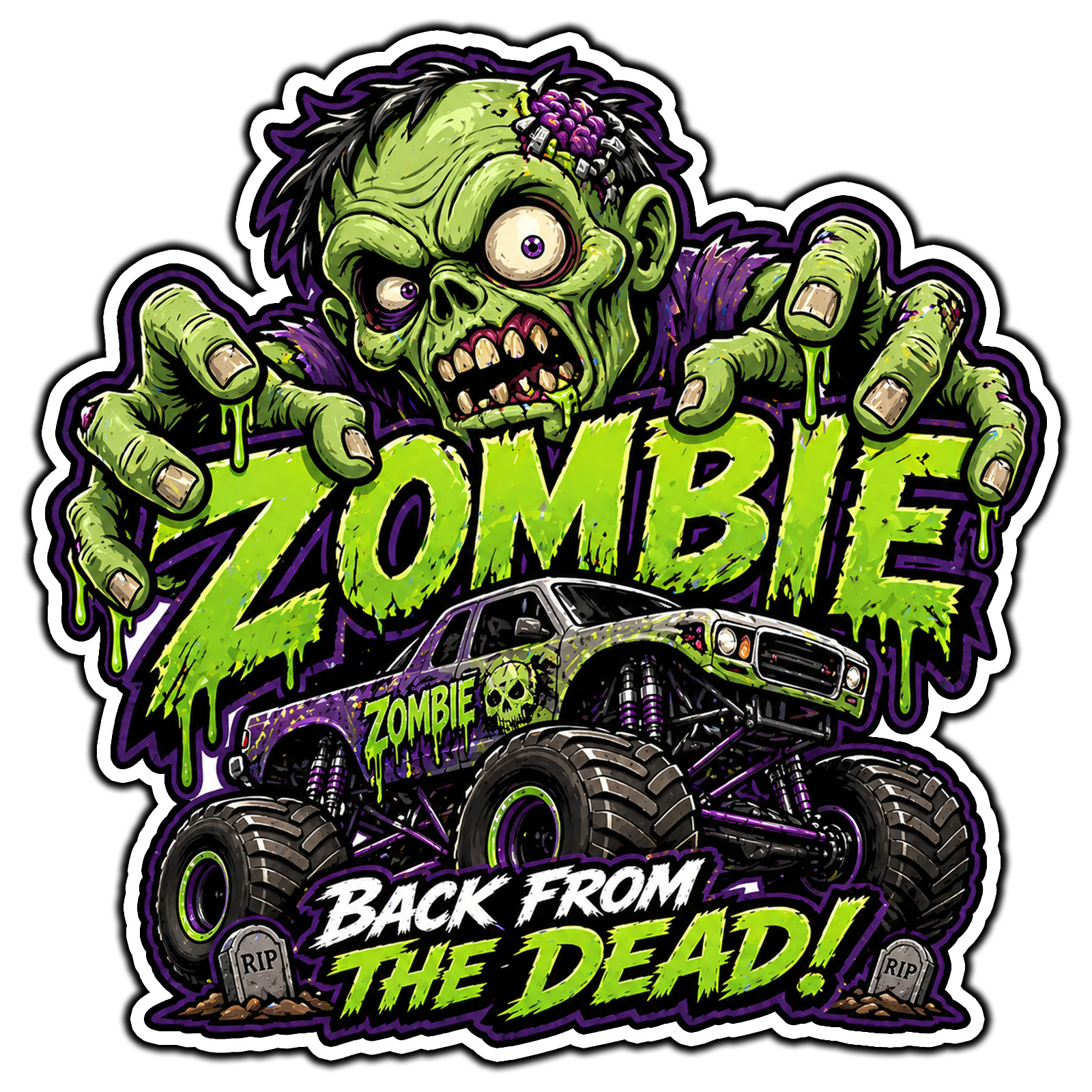 Zombie Back From The Dead #1 Monster Jam Sticker Waterproof Vinyl Decal DieCut