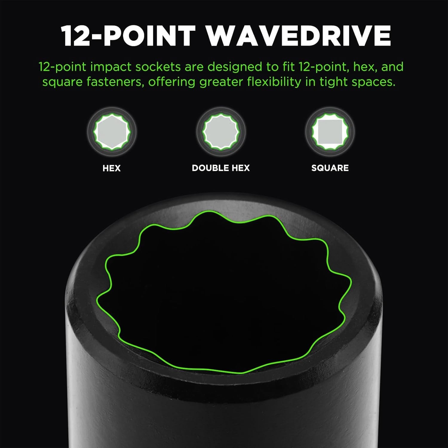 23-Piece 1/4" Drive Impact Socket Set, Shallow & Deep 12-Point, SAE, CR-V, Drill