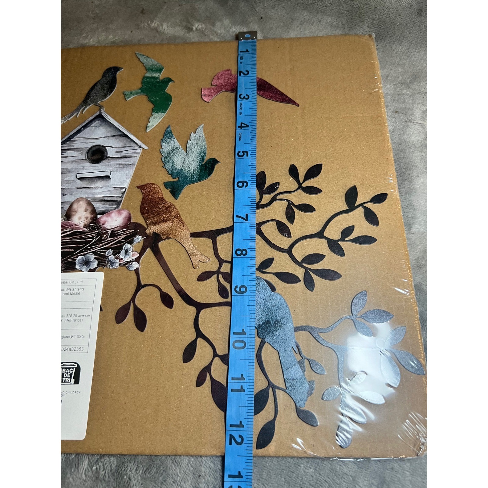 Metal Birdhouse Branch Wall Art Cottagecore Woodland Garden Bird Decor