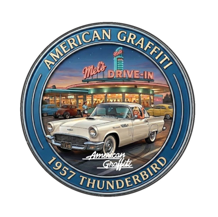 Car Classics – American Graffiti '55 Thunderbird 4" Handmade Vinyl Decal Cooler