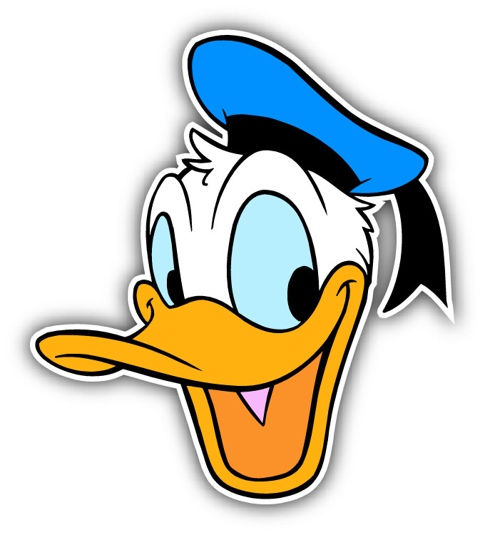 Donald Duck Head Cartoon Car Bumper Sticker Decal 5"x 4"