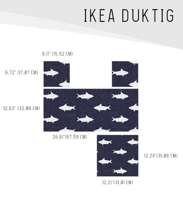 IKEA DUKTIG removable Decal adhesive sticker furniture dark blue and white shark