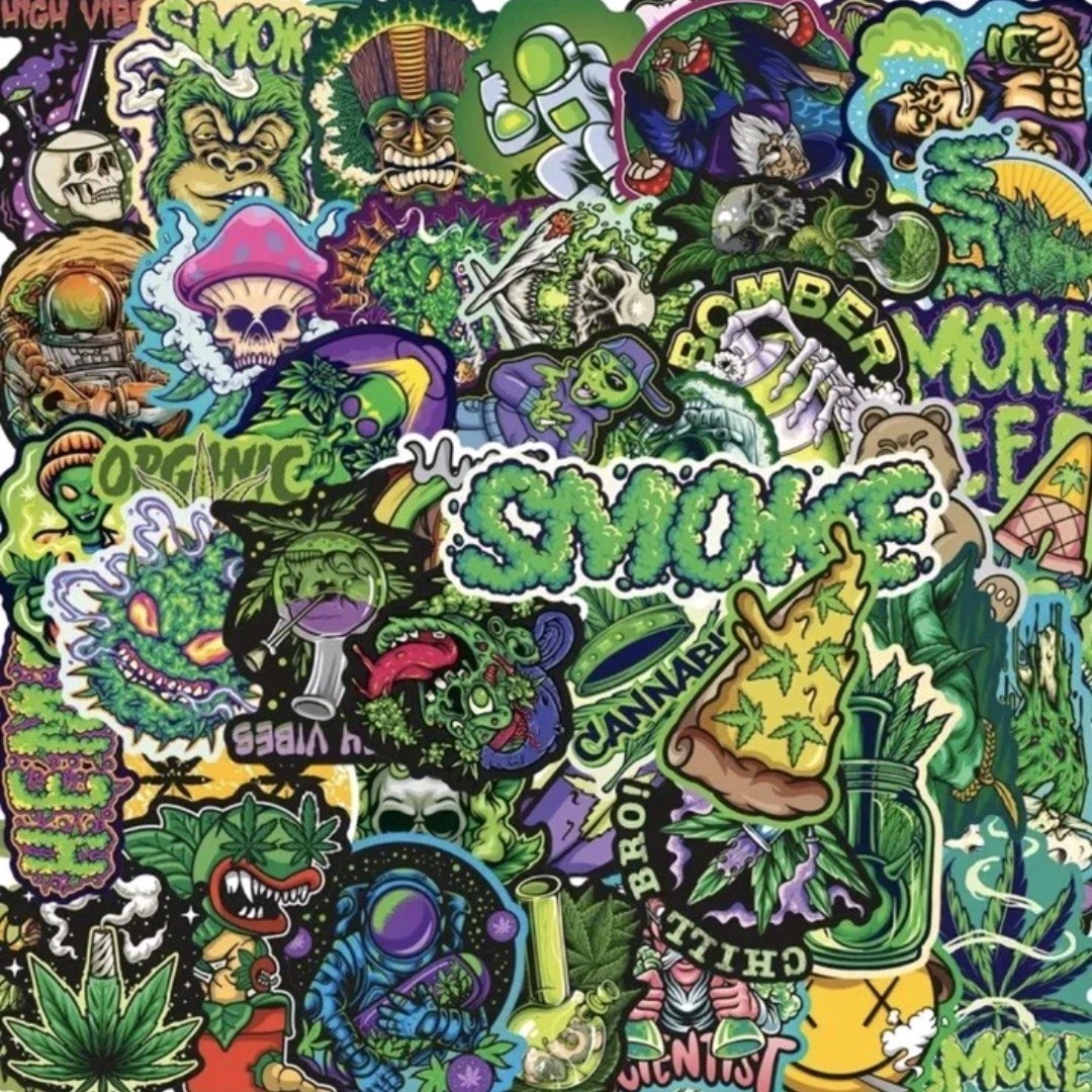 100 Pcs, 420, Weed, Cannabis, marijuana, Funny Sticker Decals Pack, High Quality