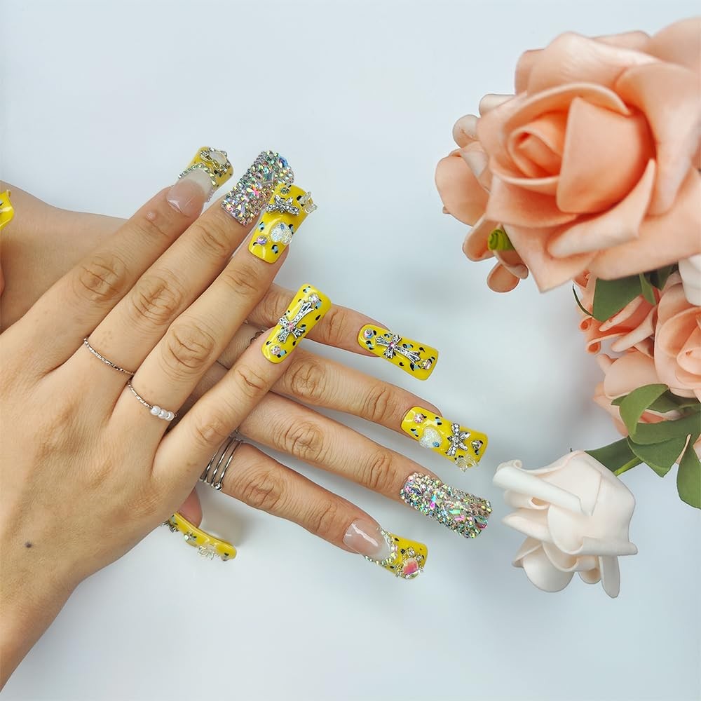Citrine Crush Duck Press On Nails Handmade PMMA Acrylic Medium