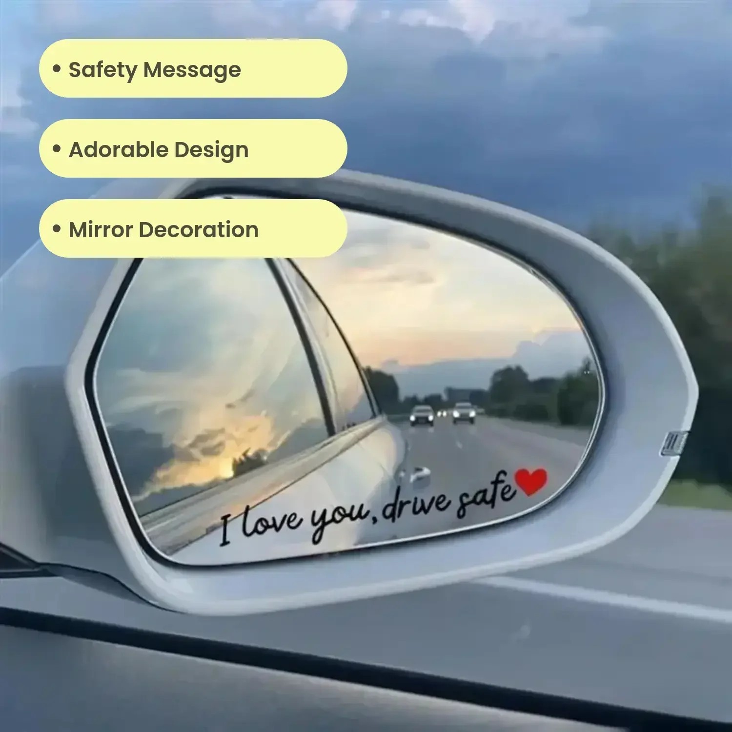 3 PCS Te Amo Maneja Con Cuidado Sticker, Spanish I Love You Drive Safe Mirror