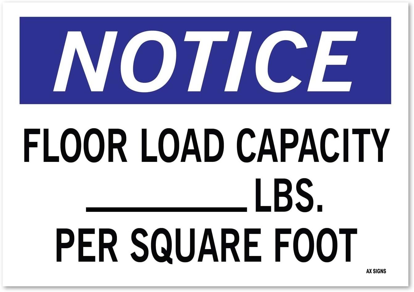(2 Pack) Notice: Floor Load Capacity Lbs. Per Square Foot Sticker 7 x 10 Inches
