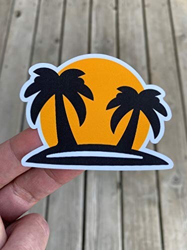 Beach Palm Tree Sticker Laptop Sticker, Water Bottle Sticker Phone Sticker