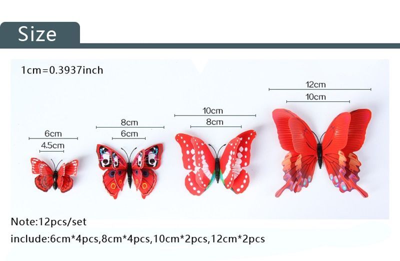 Wall Butterfly Art Decor 3d Home Sticker Decal Stickers Room Diy Decals 12pcs