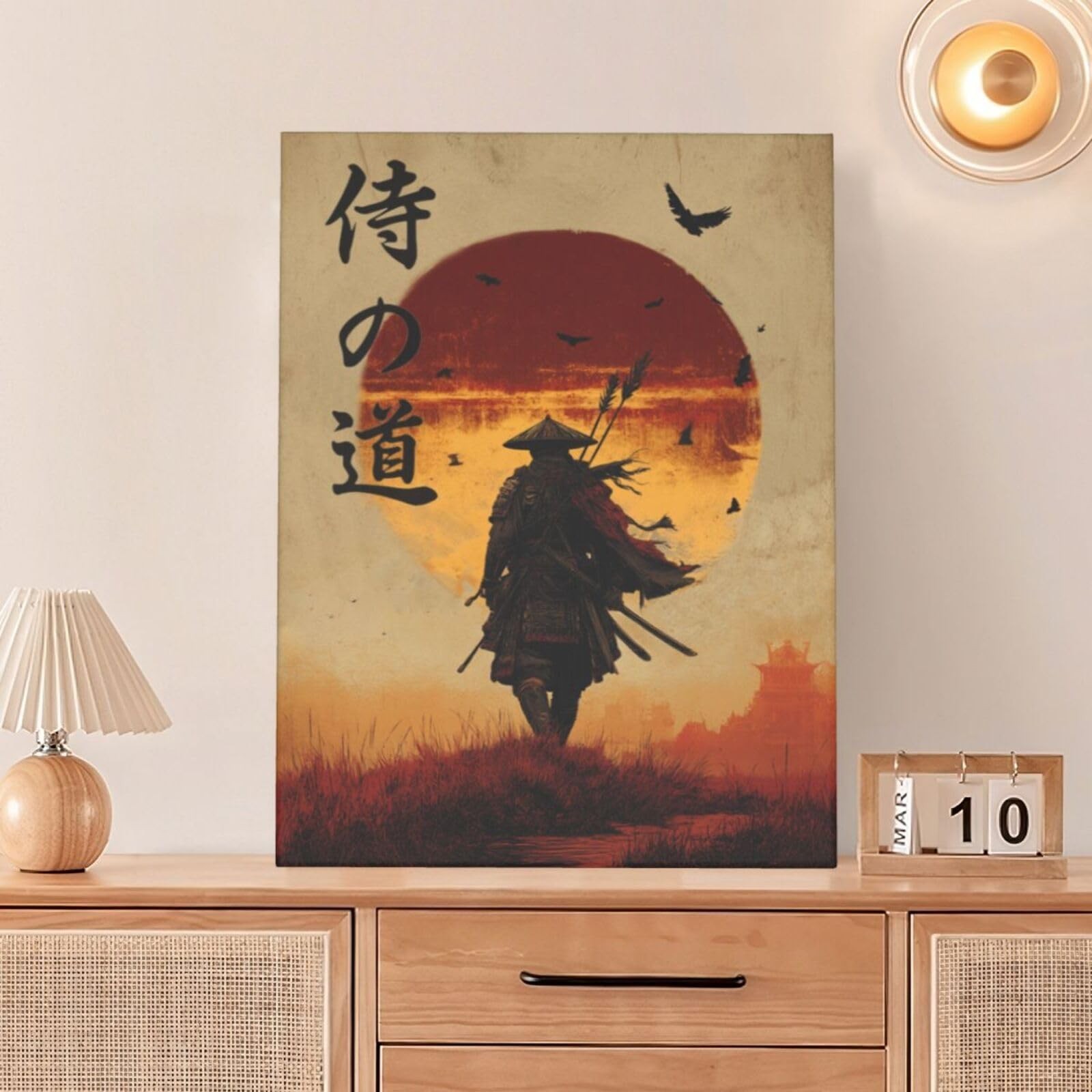 Japanese Samurai Wall Art Oriental Asian Bushido Wall Decor Warrior Figure Ca…