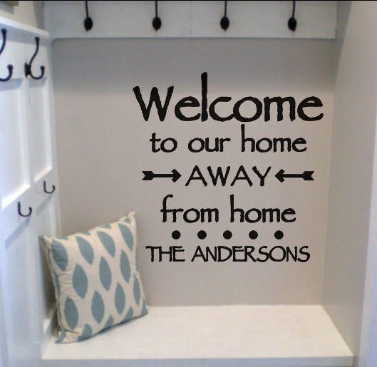 Personalized WELCOME TO OUR HOME AWAY RV Camper Trailer Camp Vinyl Decal Sign