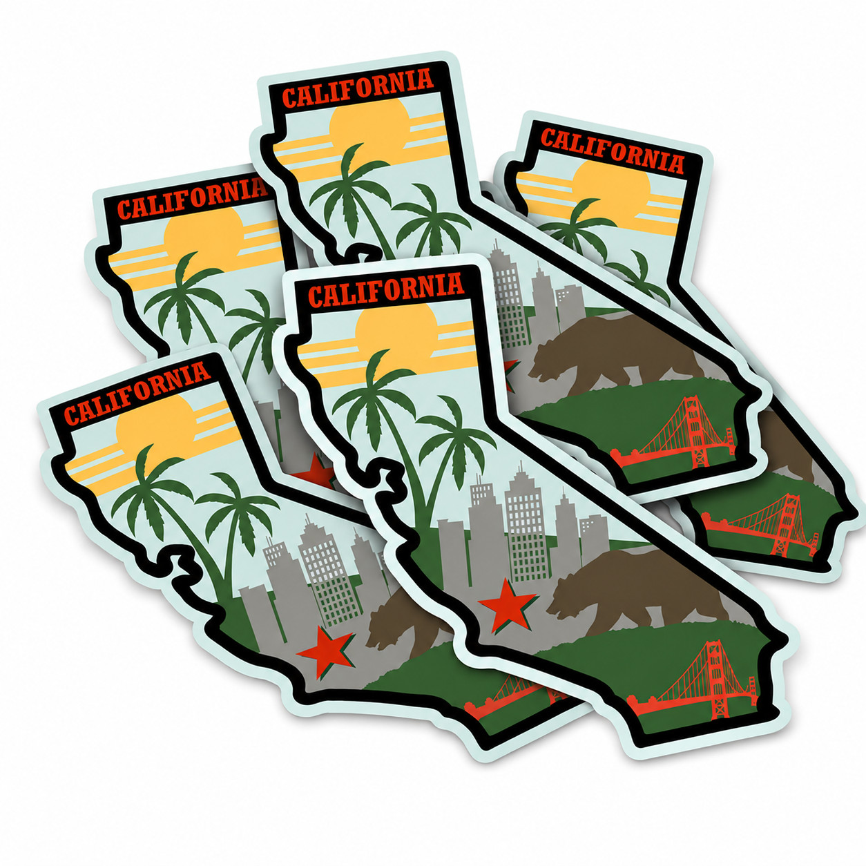 California State Shape Vinyl Sticker 4×3.6 Inch Waterproof Fade Resistant Decal