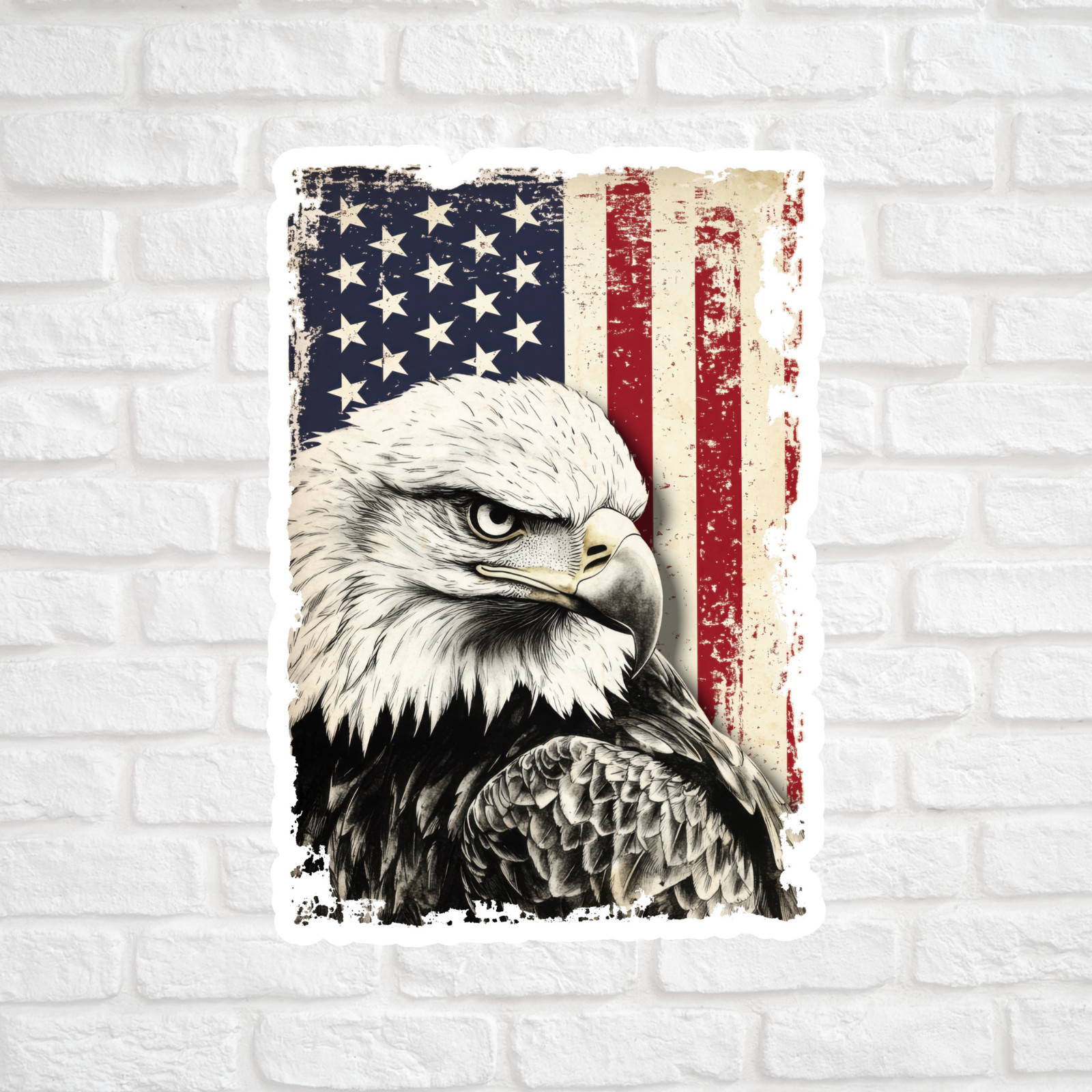 American flag eagle sticker vinyl decal patriotic military veteran freedom 6.5"