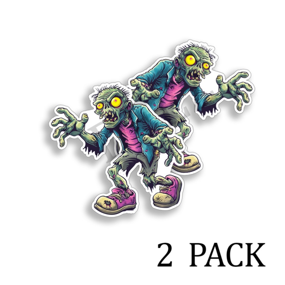 Halloween Stickers Rotten Zombies – Indoor Outdoor Vinyl Decals – Set of 2