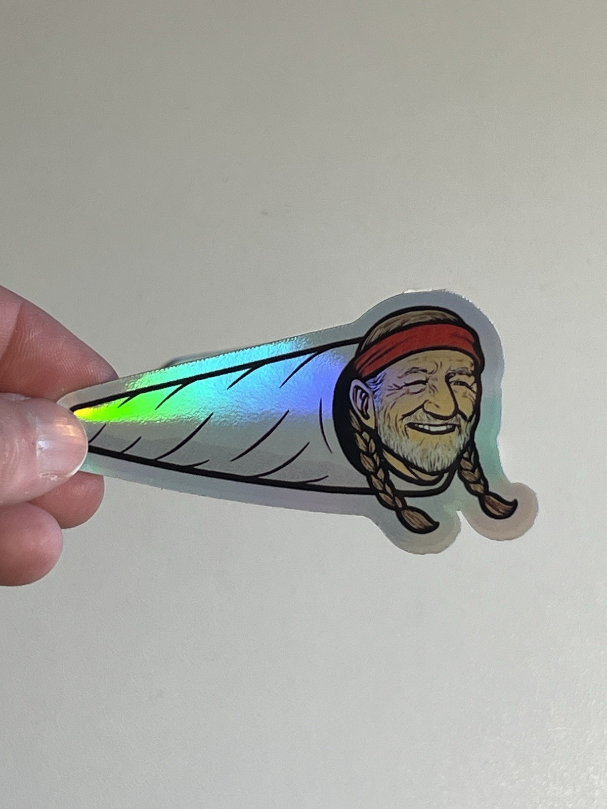 Willie Nelson Rolled Joint 3 Inch Waterproof Holographic Sticker