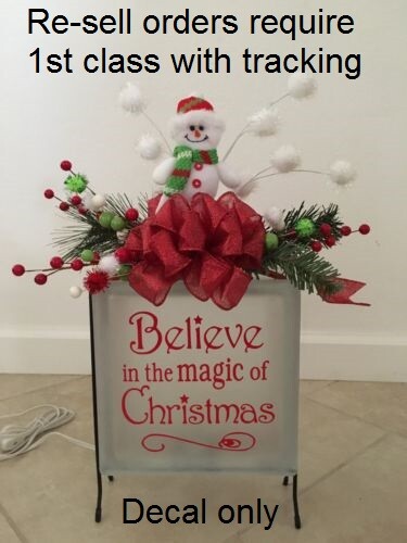 Believe in the magic of Christmas decal sticker for DIY 8" glass block or tile