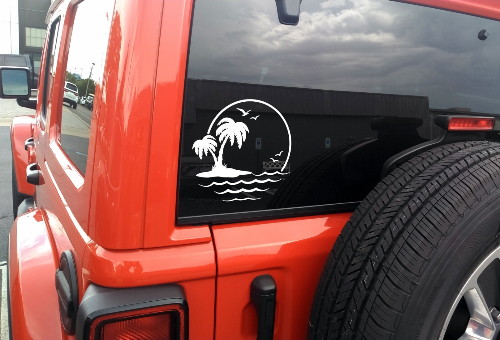 Palm Trees Gulls V1 Vinyl Decal Seagull Beach Sun Water Summer Die Cut Sticker