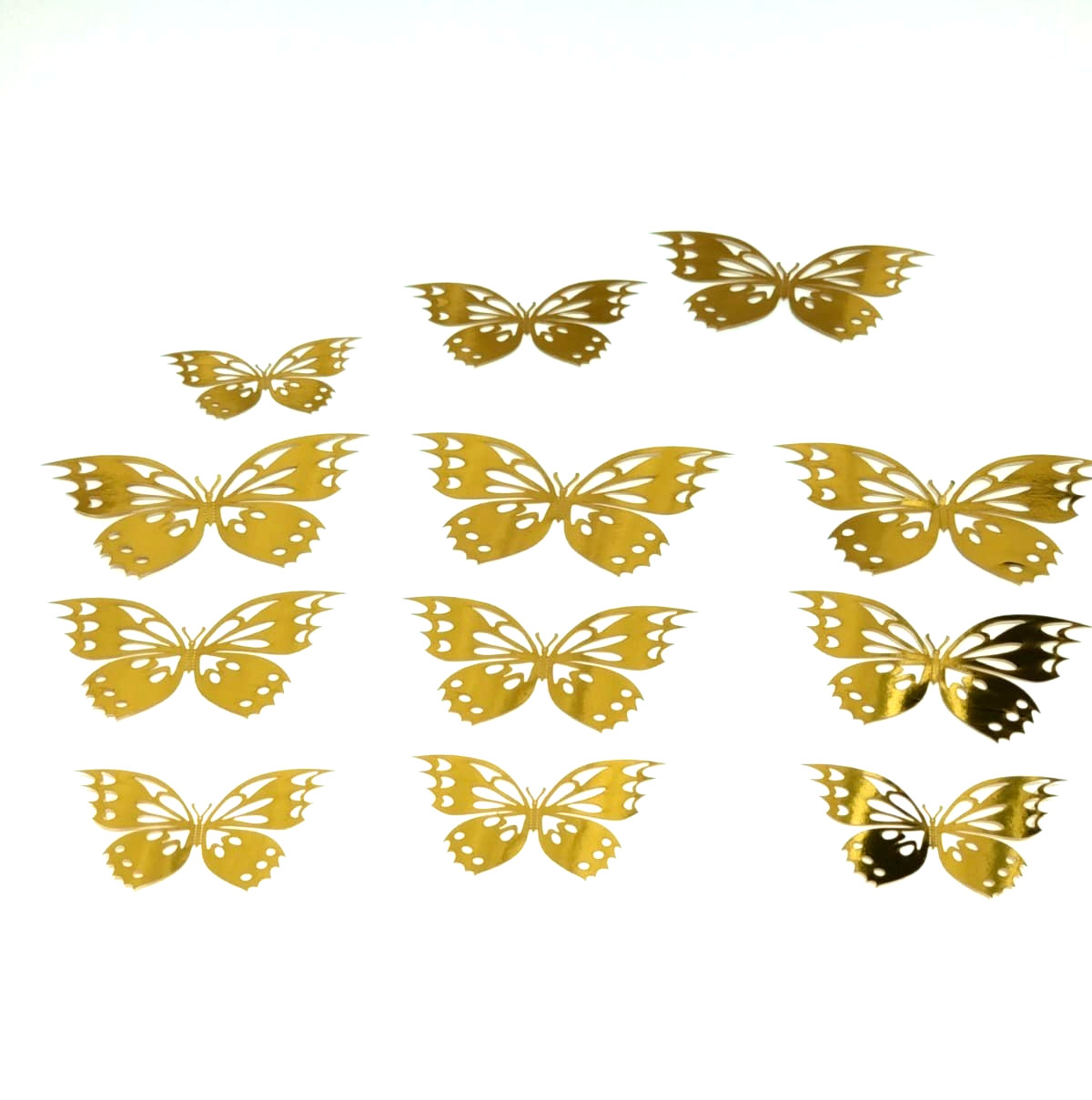12PCS 3D Gold Butterfly Wall Stickers Metallic DIY Home Room Decor Decals