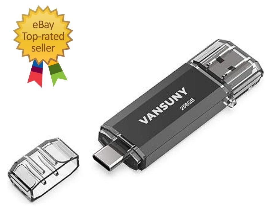 256GB USB C Flash Drive 2 in 1 OTG USB 3.0 + Tape C Memory Stick with Keychain D