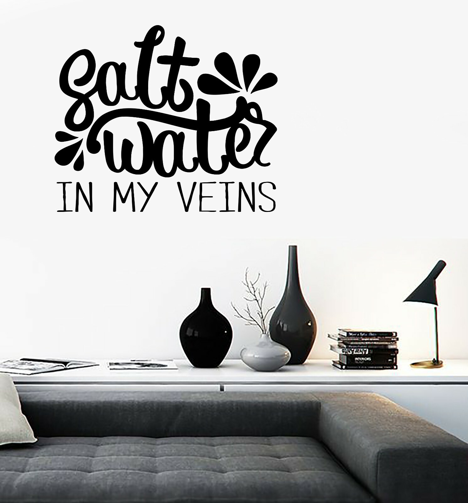 Wall Vinyl Decal Sticker Quote World Phrase Salt Water in My Veins (n1332)