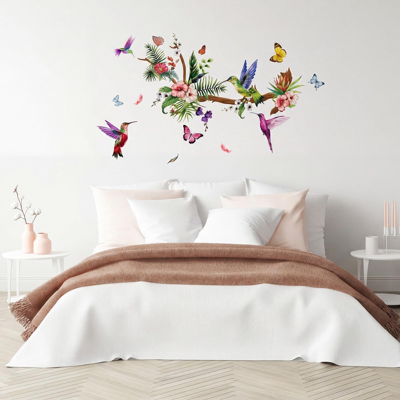 Zonon 3 Sheets Hummingbirds Wall Stickers Murals Peel Decals Birds Colorful