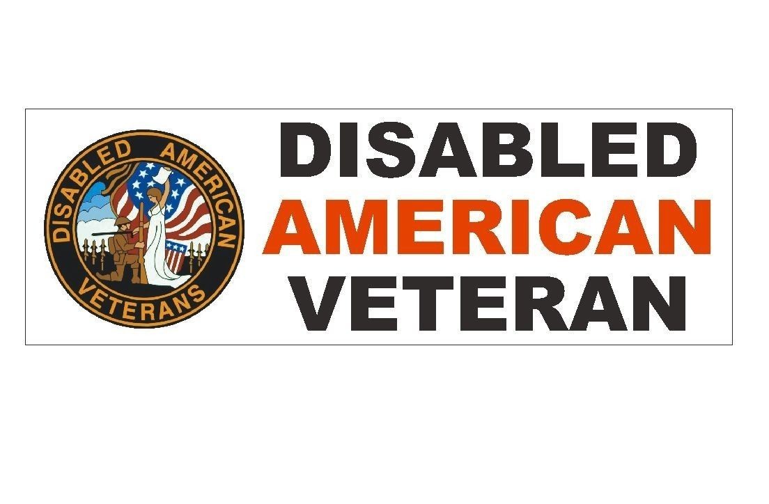 Disabled American Veteran Bumper Sticker or Helmet Sticker Military Forces D368