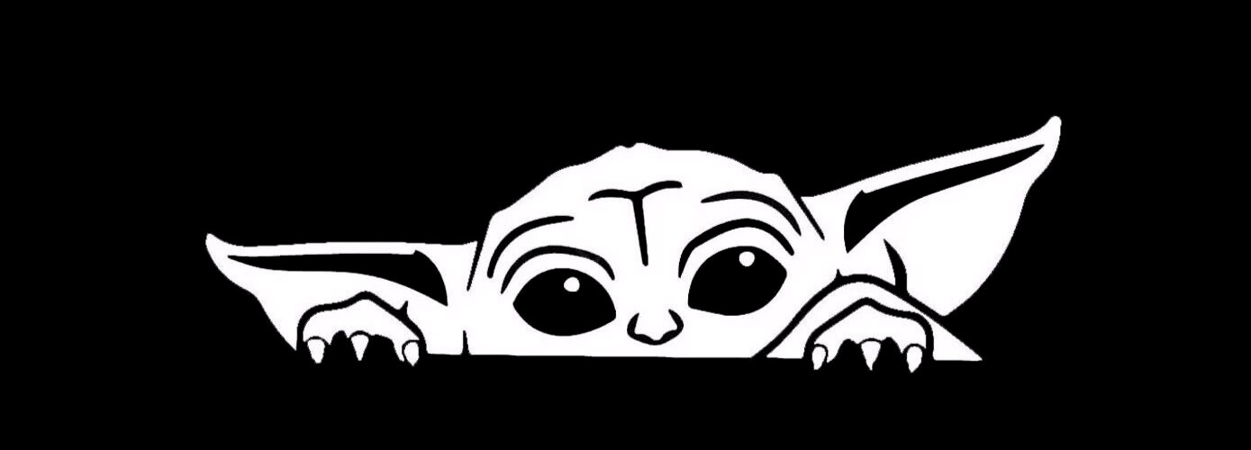 Baby Yoda Peeking Two 6" White Vinyl Decals Car Truck Window laptop tablet