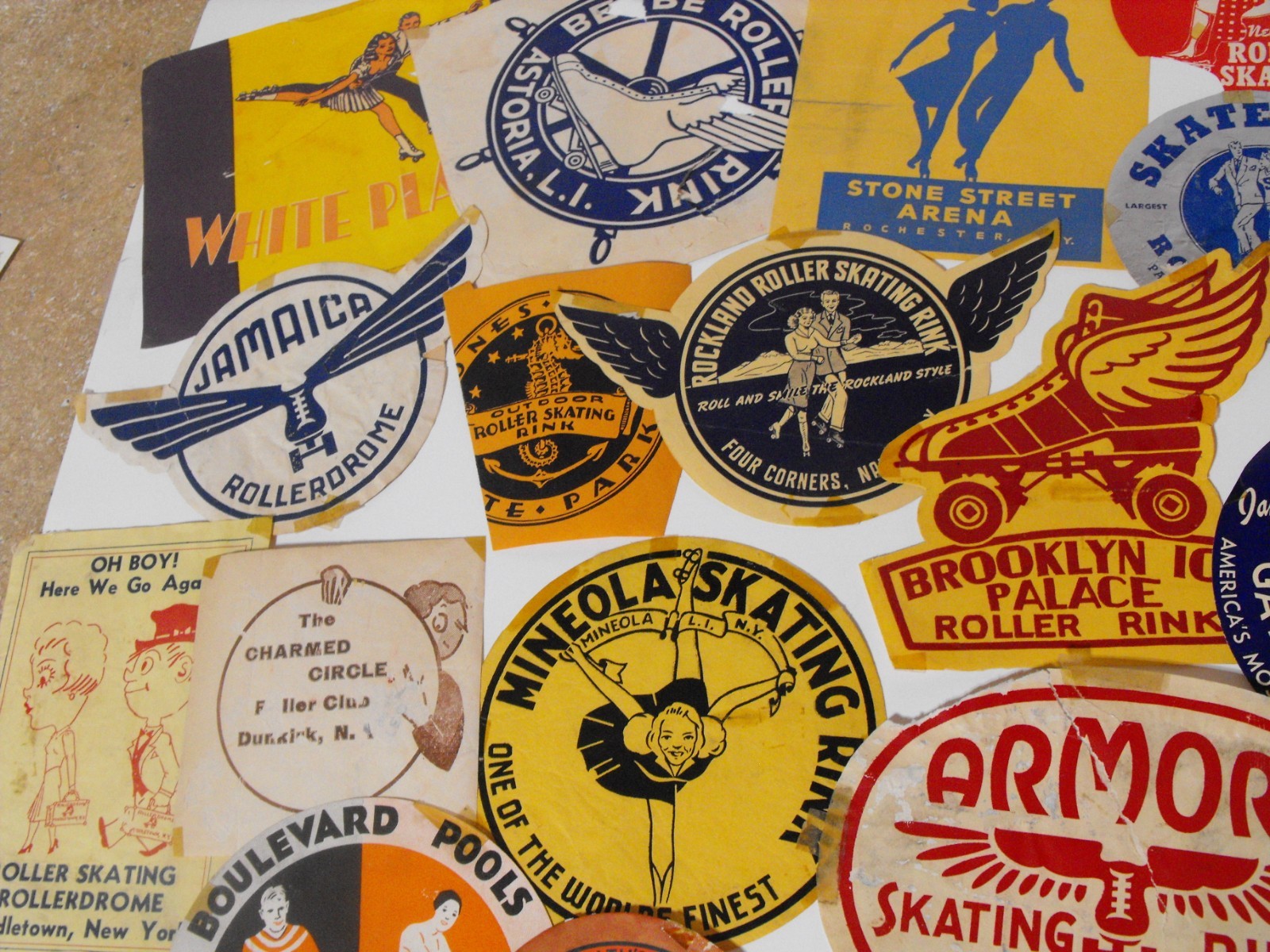 Lot of 30 Vintage Original Roller Skating Rink Decal Stickers ~ New York NY