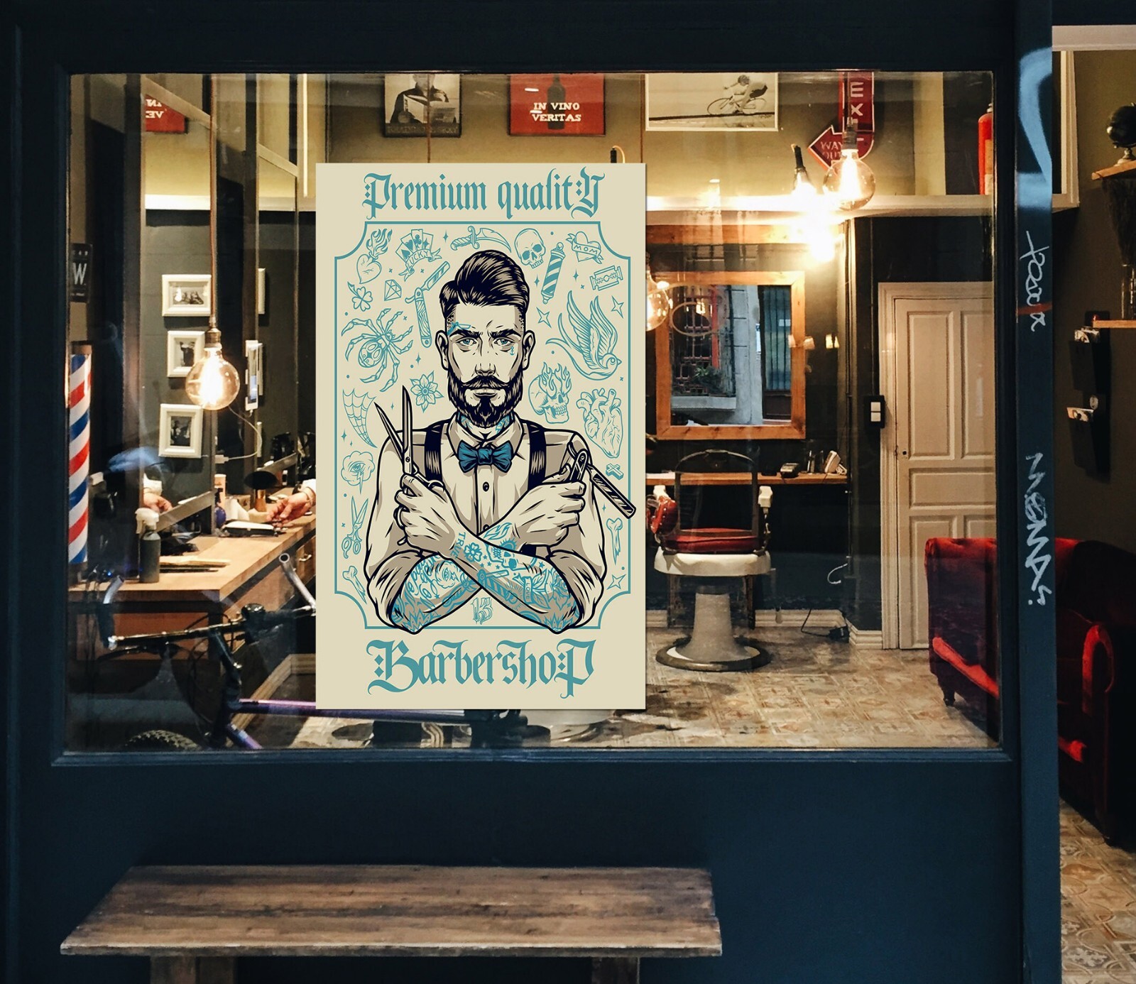3D Man Hair Cut A1350 Barber Shop Window Stickers Vinyl Wallpaper Wall Murals Am