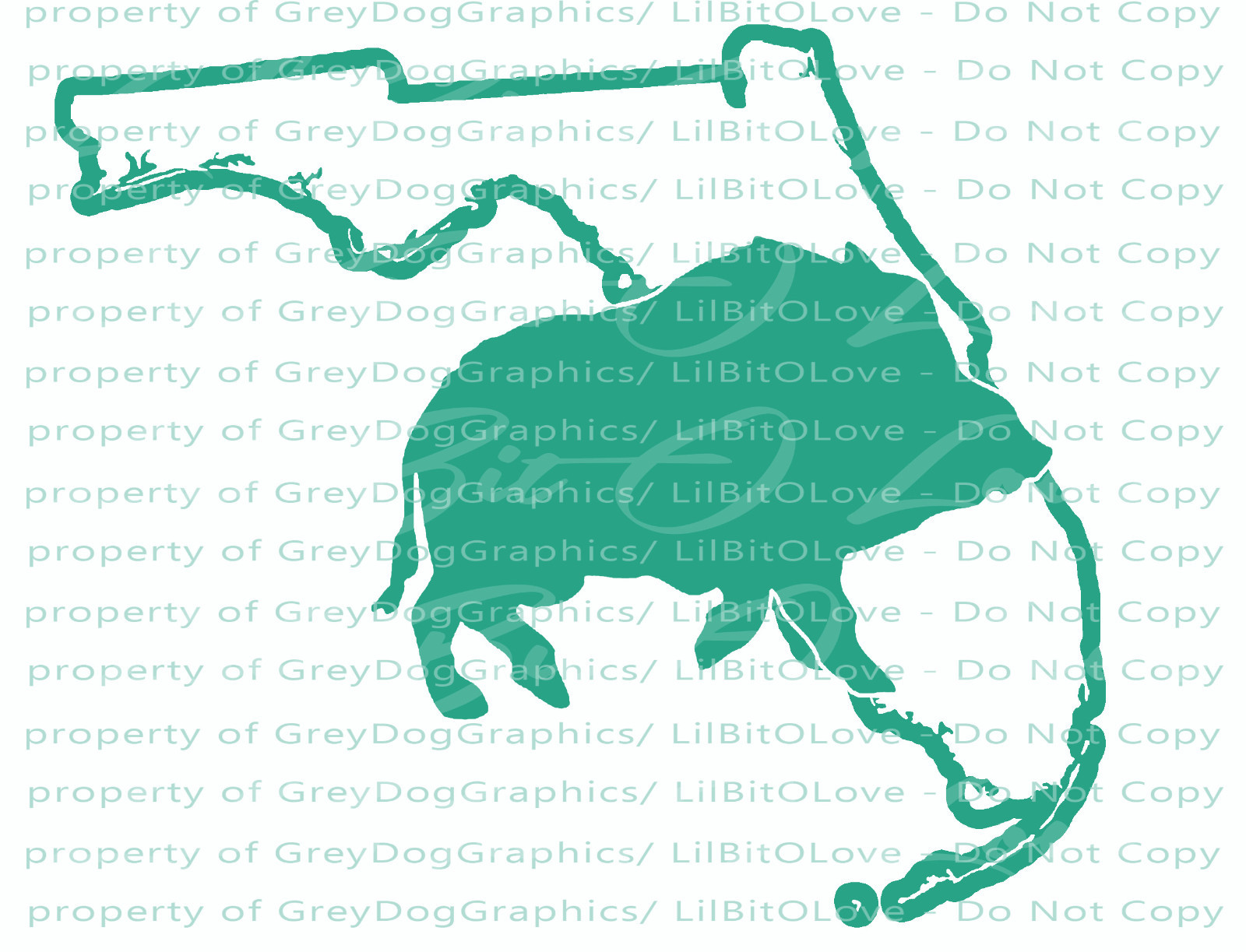 Solid Hog Boar over the Florida State Outline Hunter Vinyl Decal Sticker Hunting