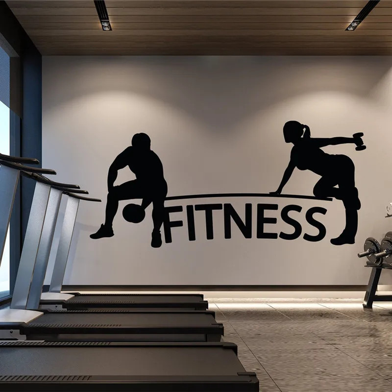 Couple Home Gym Fitness Vinyl Wall Stickers Gym Fitness Club Wall Decor Stickers