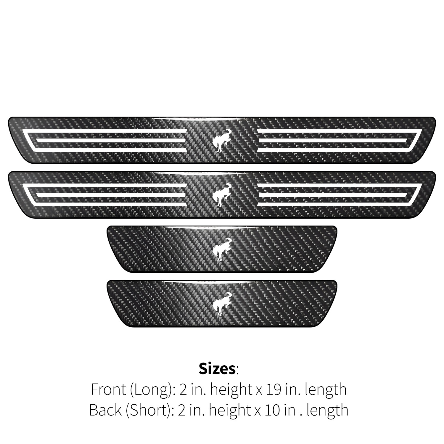 Ford Bronco Logo X-Large Black Carbon Fiber 4 Pcs Universal Door Sill Plates
