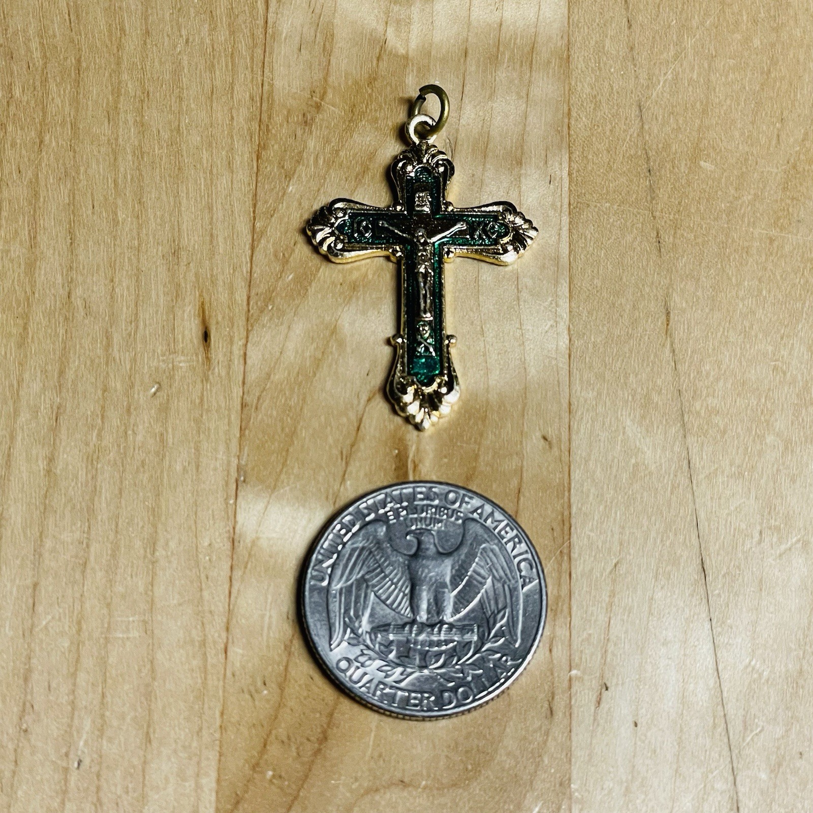 Eastern Orthodox Crucifix Gold Christian Pendant Memento Mori Skull Cross Russia