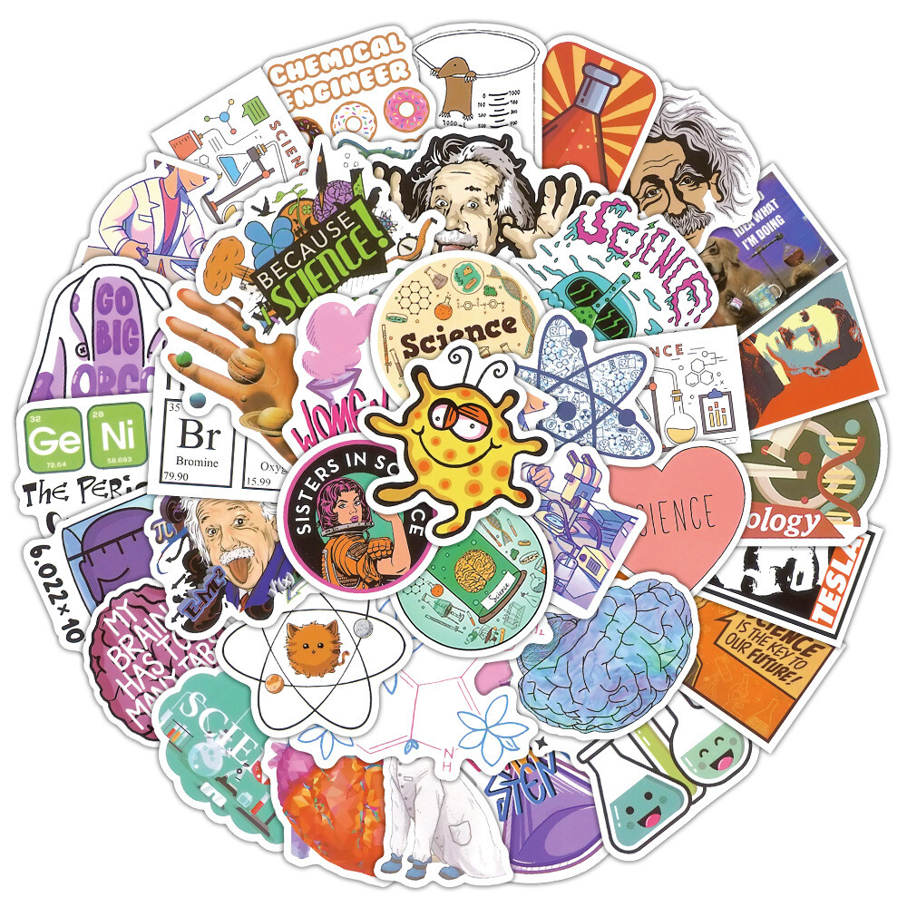 100Pcs Cartoon Scientific Elements Sticker for Adults Teens Girls Water Bottles