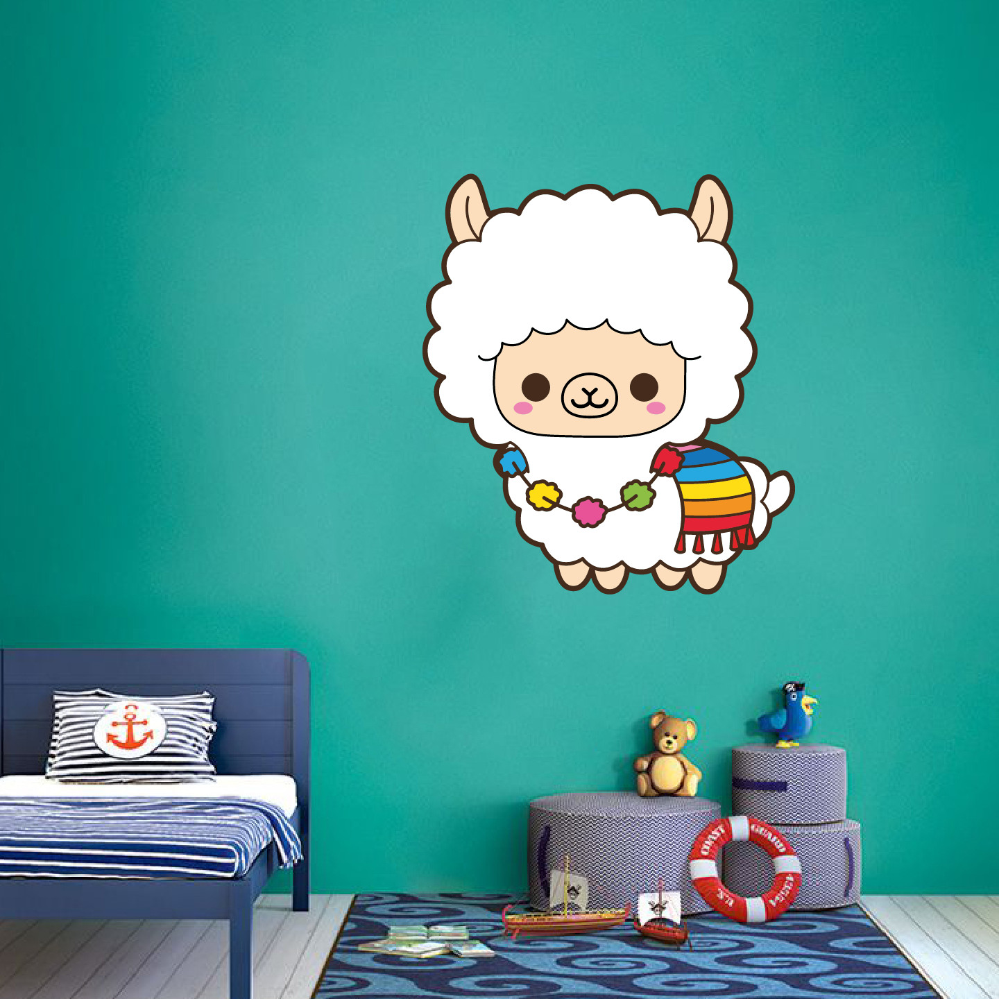 Funko Pop Afro Head Alpaca Rainbow Blanket Decor Vinyl Home Art Wall Decal 20×23